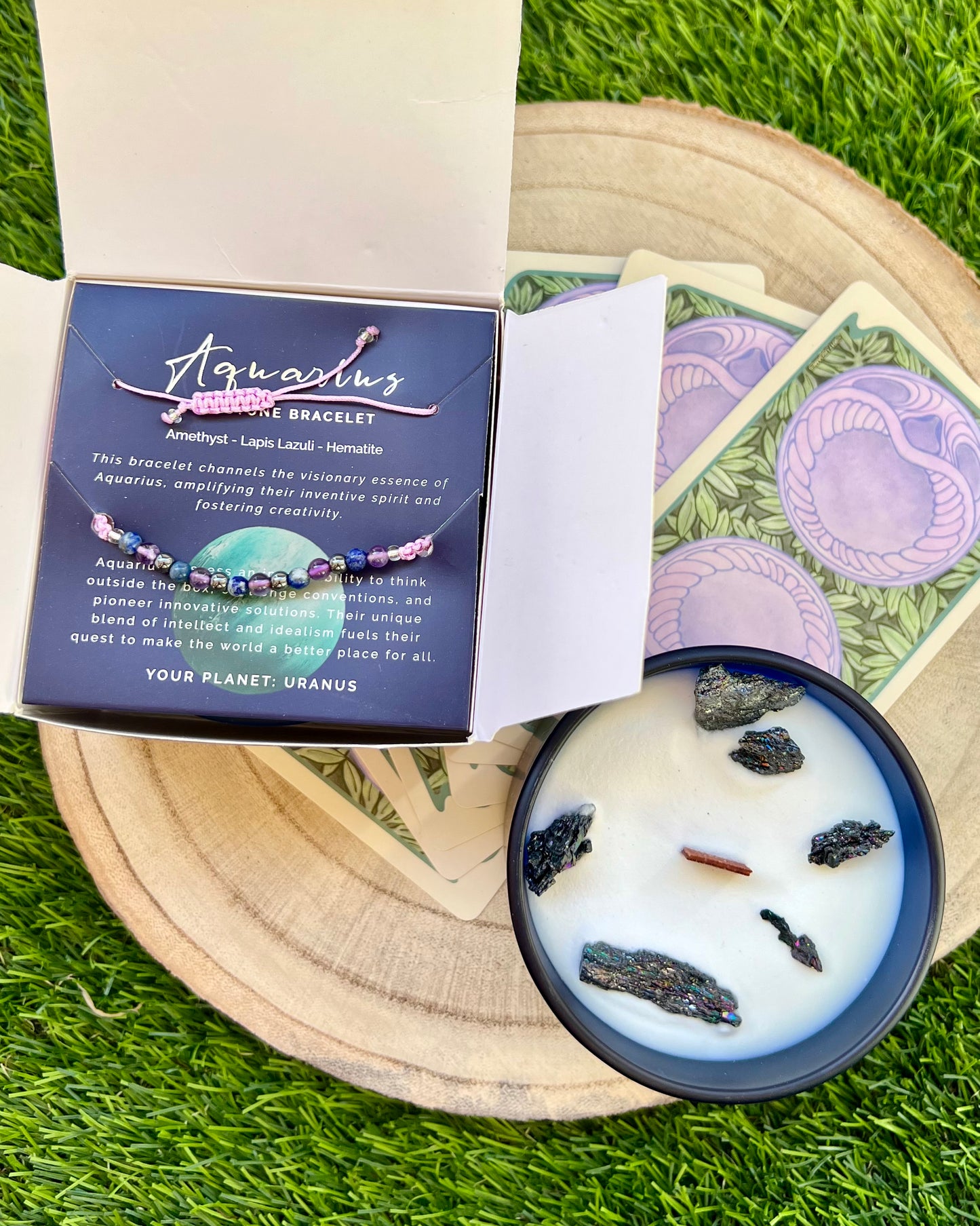 Vela Zodiacal + Pulsera Minerales | Energía y Armonía para tu signo