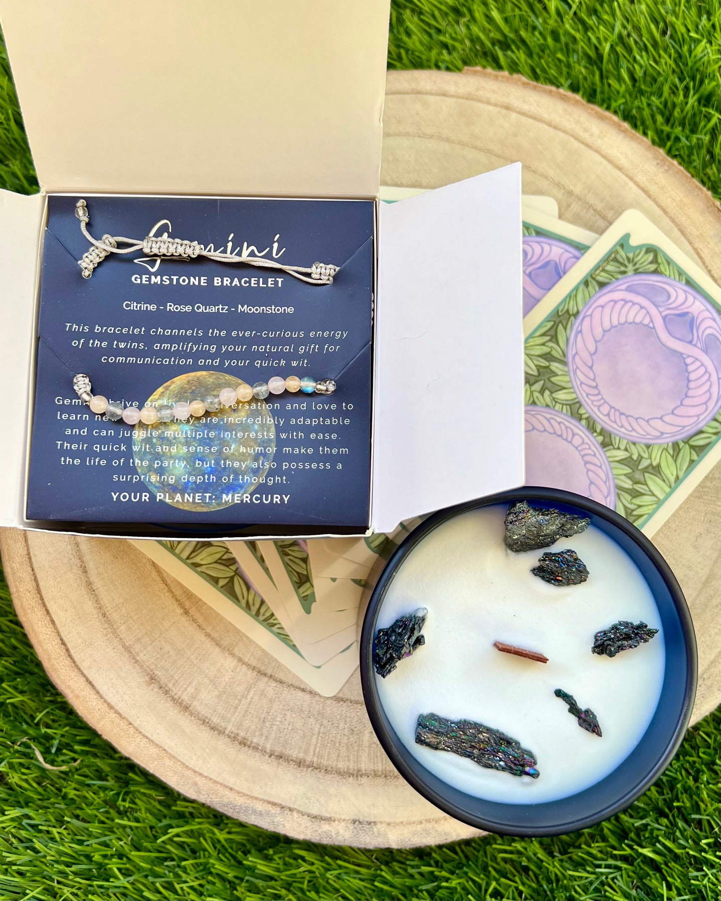 Vela Zodiacal + Pulsera Minerales | Energía y Armonía para tu signo