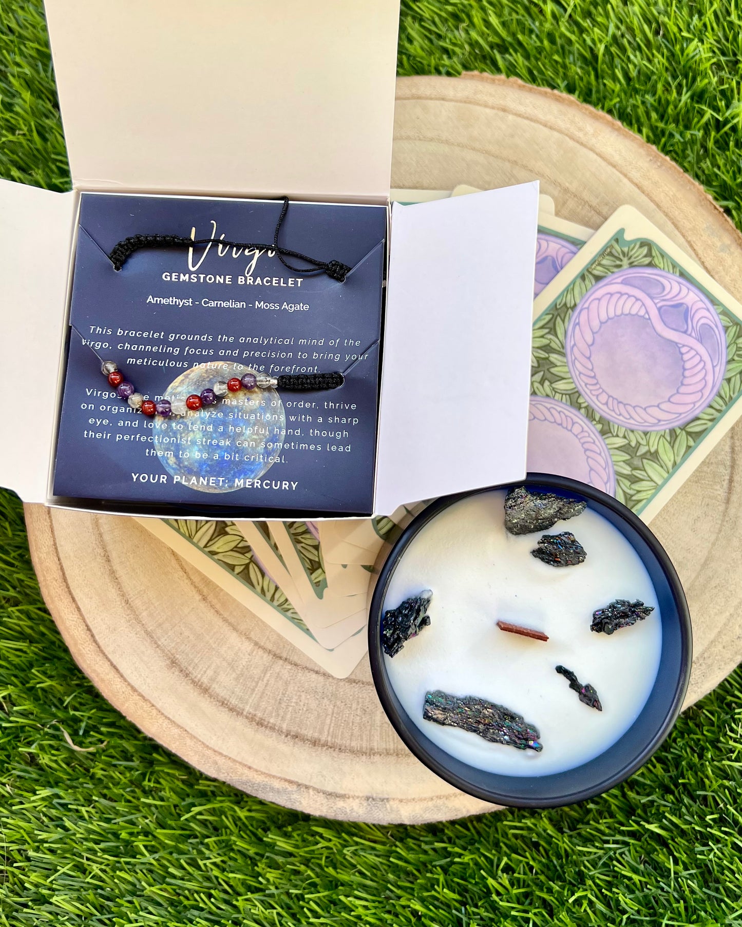 Vela Zodiacal + Pulsera Minerales | Energía y Armonía para tu signo