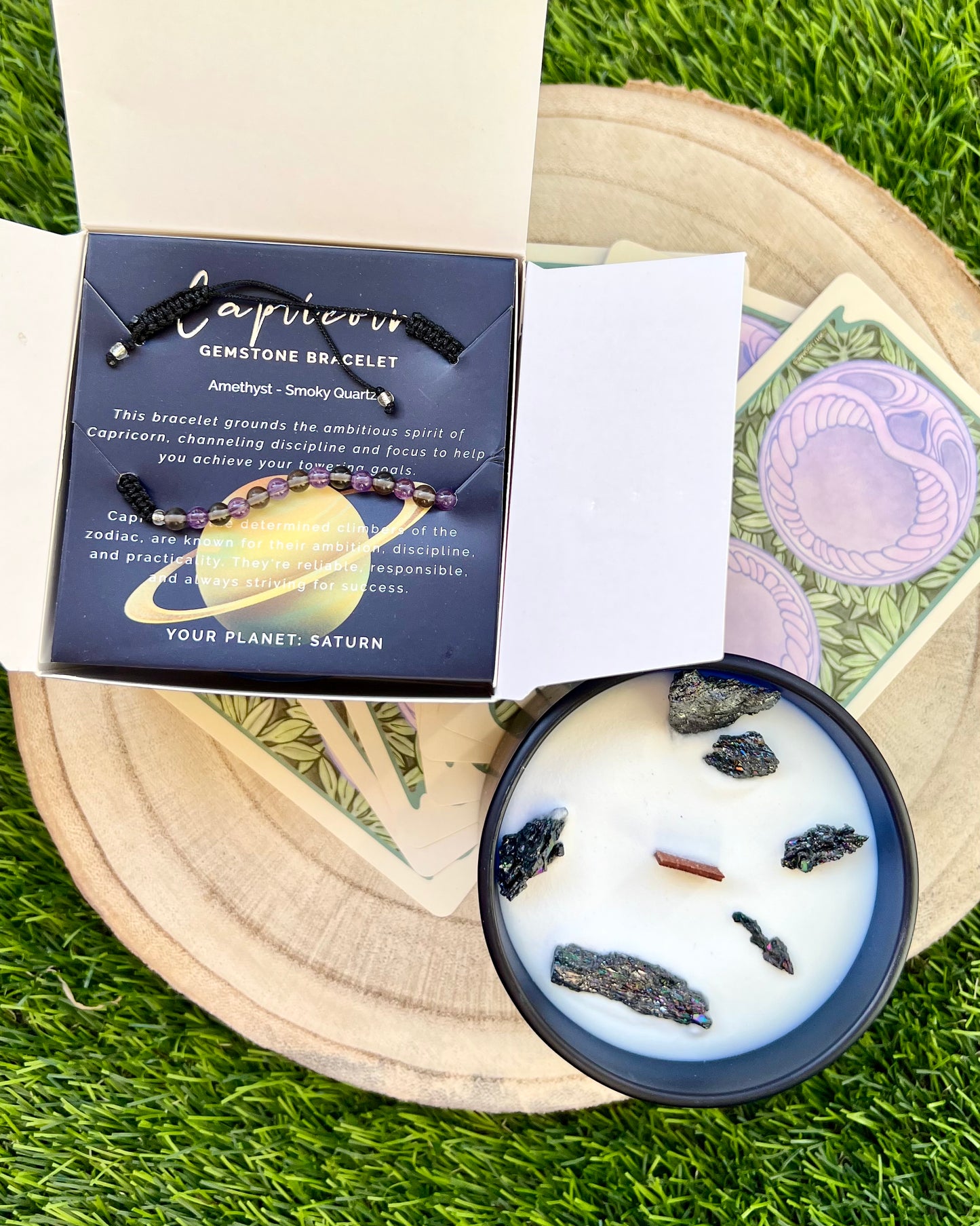 Vela Zodiacal + Pulsera Minerales | Energía y Armonía para tu signo