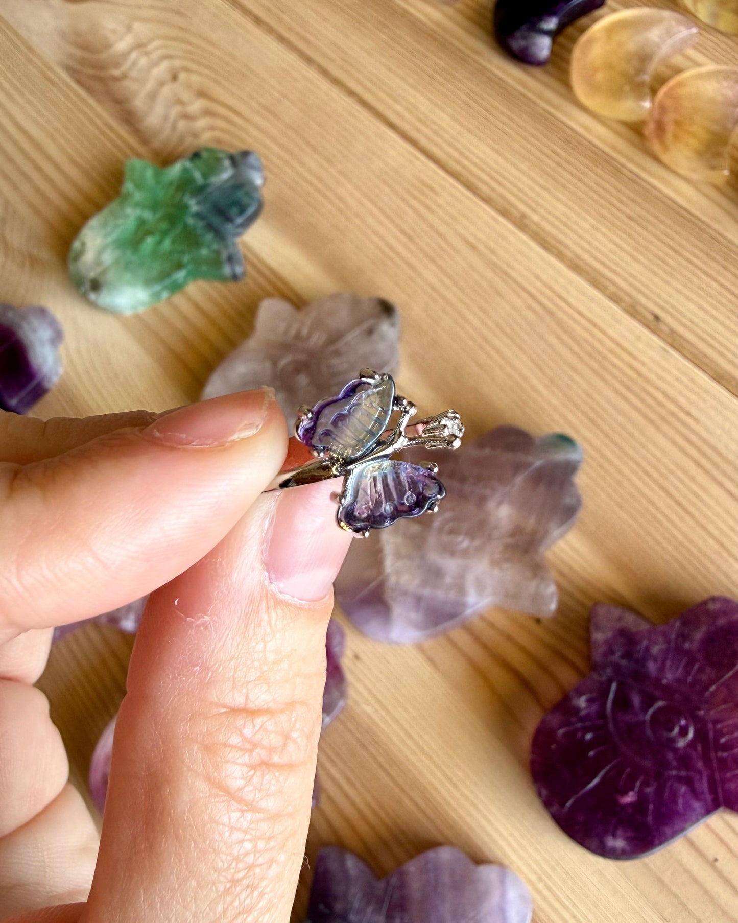 Anillo Mariposa de Fluorita | Transformación y Equilibrio.