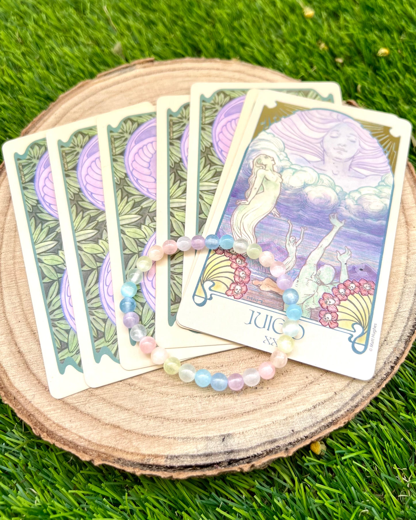 Pulsera Selenita arcoiris pastel 6mm | Claridad y Paz.