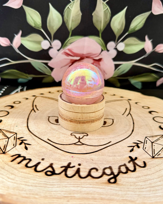 Esfera Cuarzo Rosa Aura 40mm | Amor, Sanación y Elevación Espiritual.