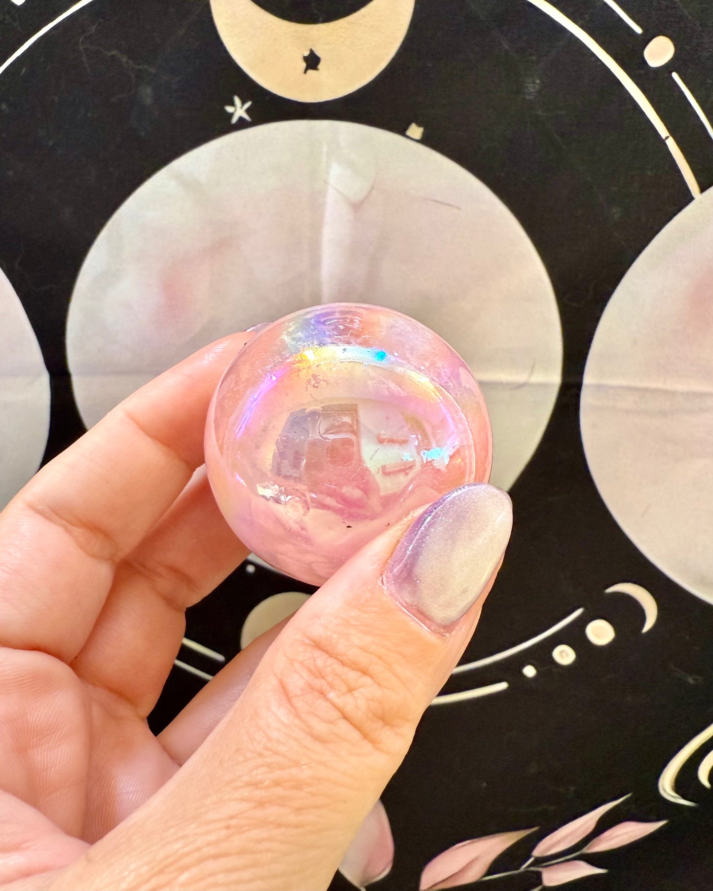 Esfera Cuarzo Rosa Aura 40mm | Amor, Sanación y Elevación Espiritual.