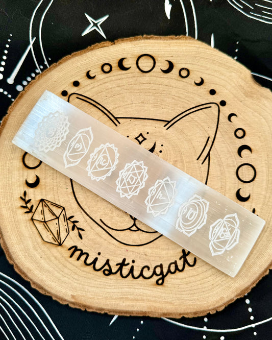 Placa de Selenita con los 7 Chakras | Armonía, Energía y Equilibrio.