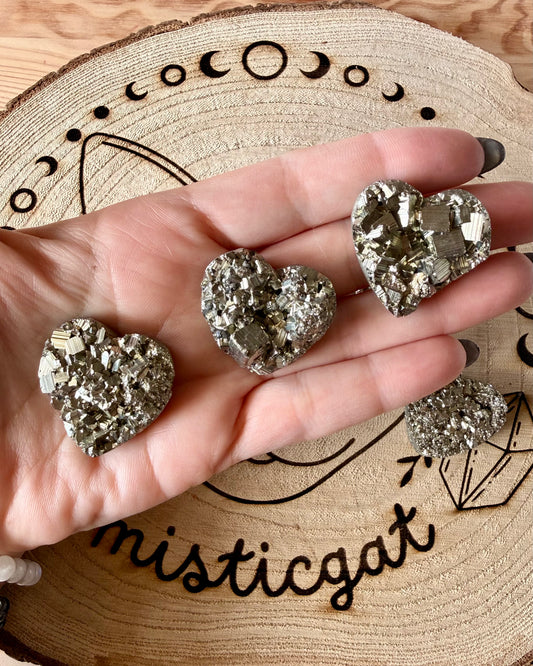 Corazón Drusa de Pirita | Prosperidad, Confianza y Brillo interior.