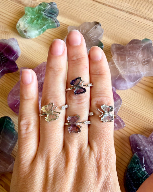 Anillo Mariposa de Fluorita | Transformación y Equilibrio.