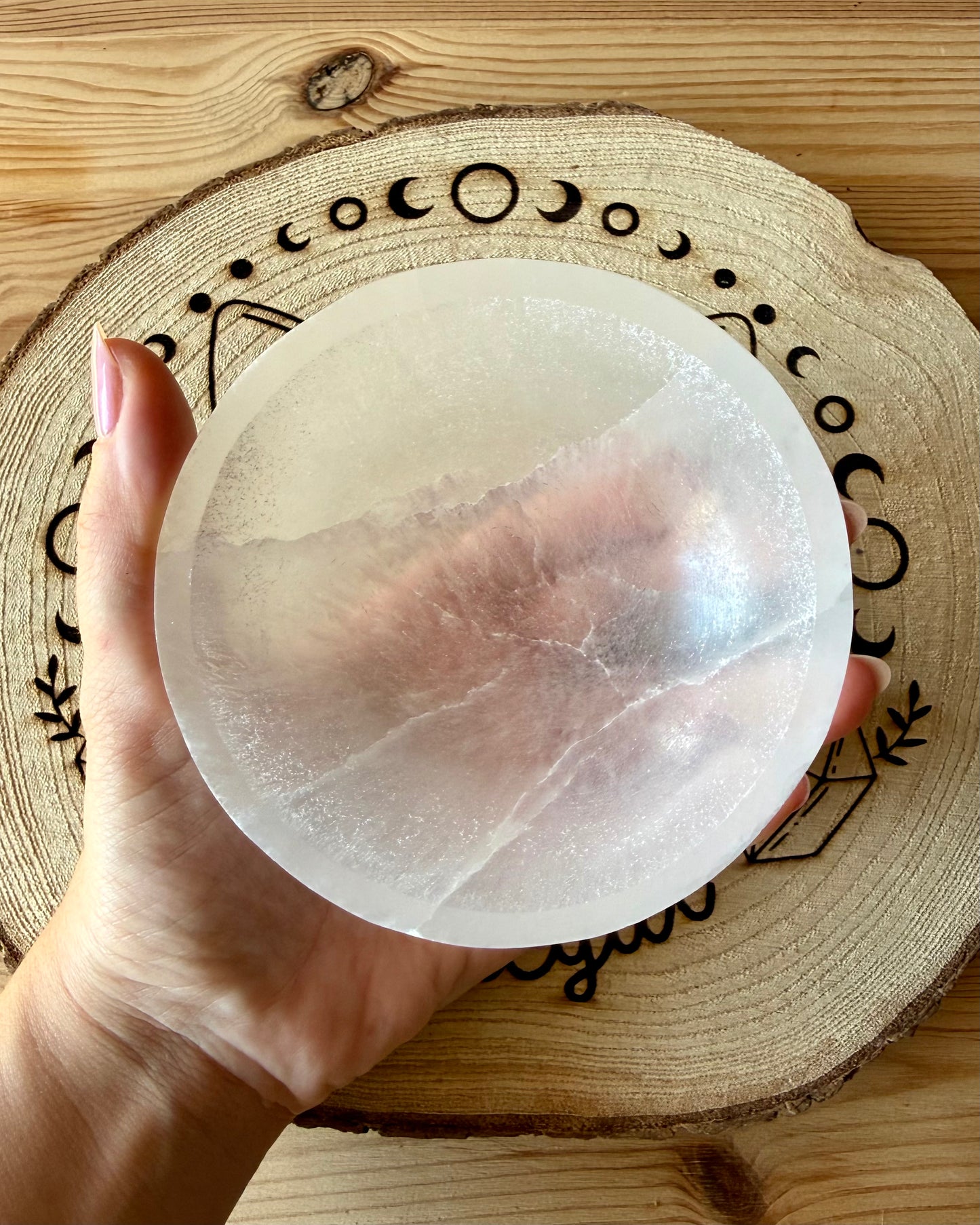Cuenco Redondo Selenita 10cm | Limpieza, protección y recarga energética.
