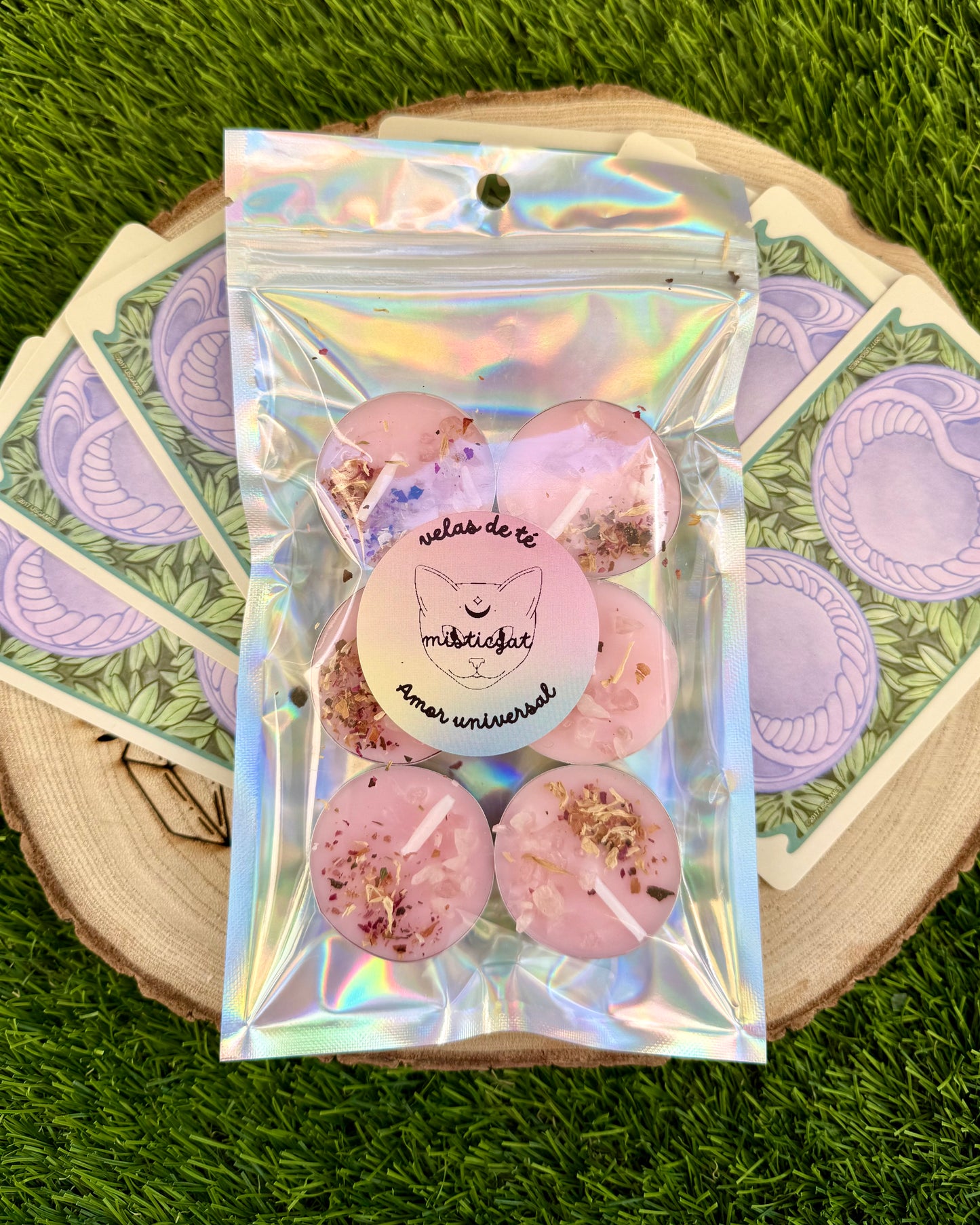 Velas de Té con Rosa y Cuarzo Rosa | Amor Universal y Dulzura del Alma.